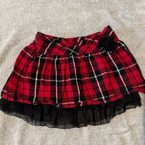 Faded Glory Red and Black Layered Plaid Skirt